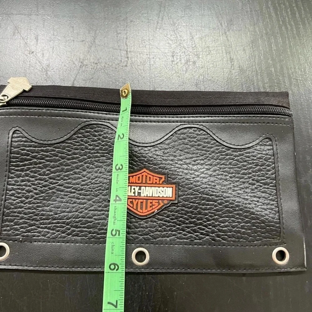 Harley Davidson Accessory Pouch Black Pebbled Faux Leather Grommet OS